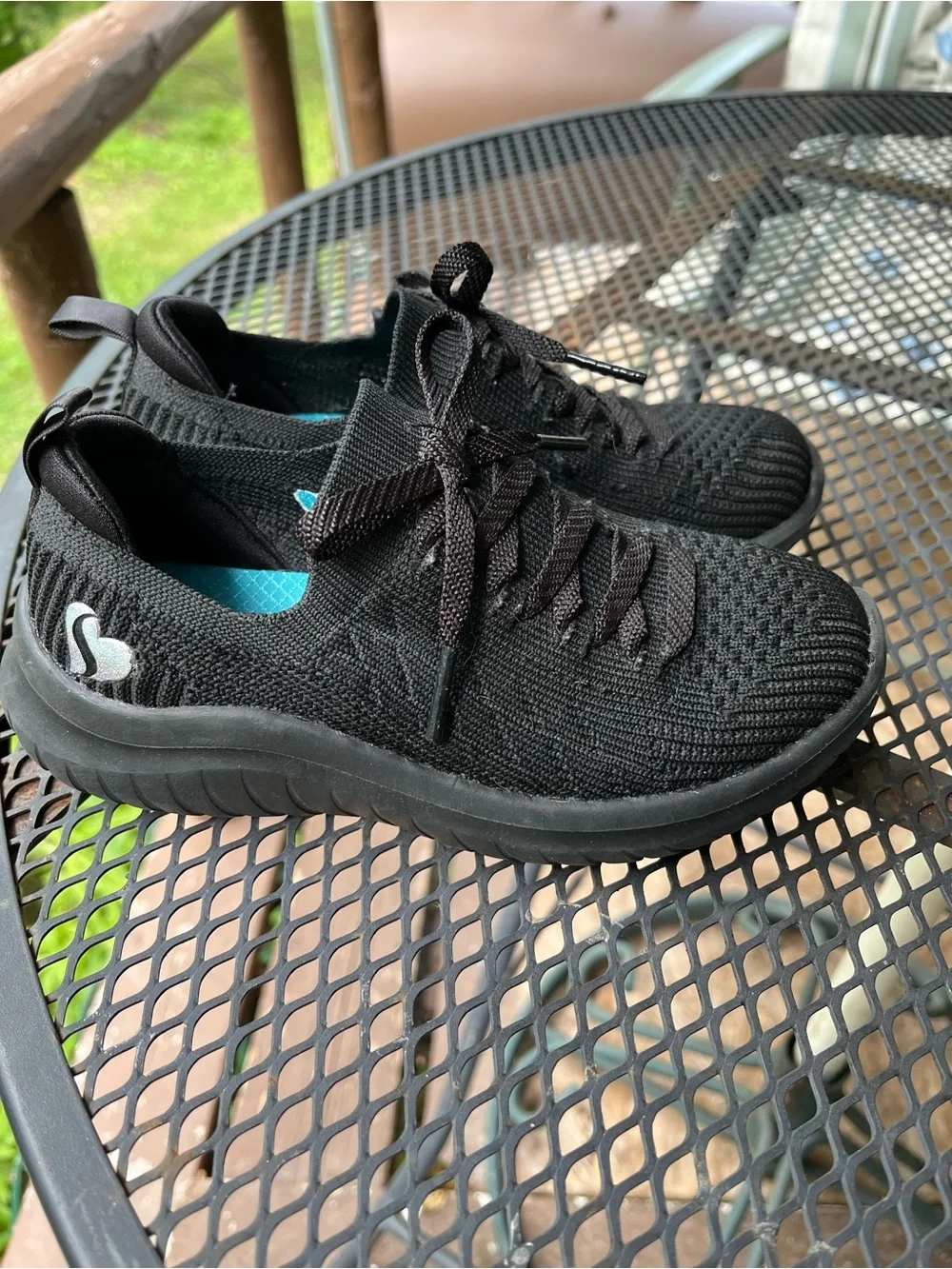 Skechers Kids All-Black Knit Lace-Up Sneakers